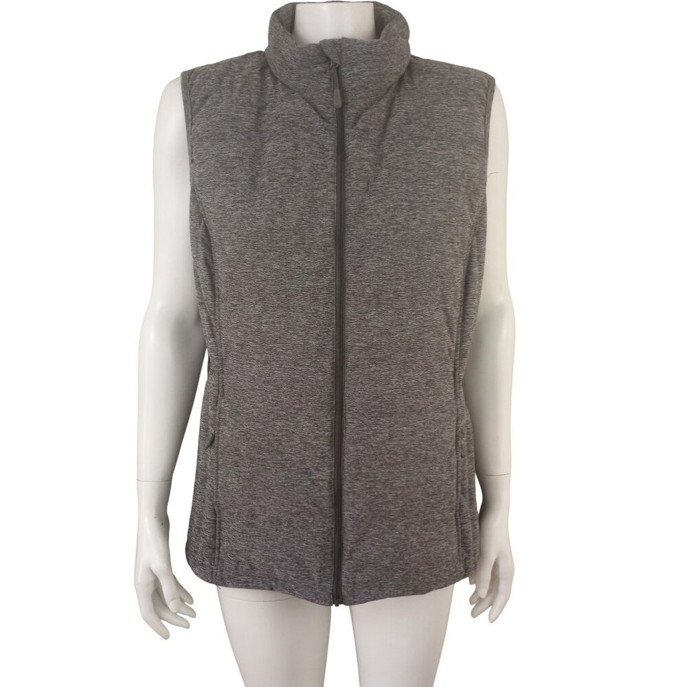 HeatKeep Gray Down Insulated Zip Front Mock Neck Puffer Vest